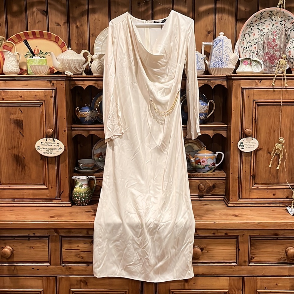 Zara Winter White cowl neck maxi